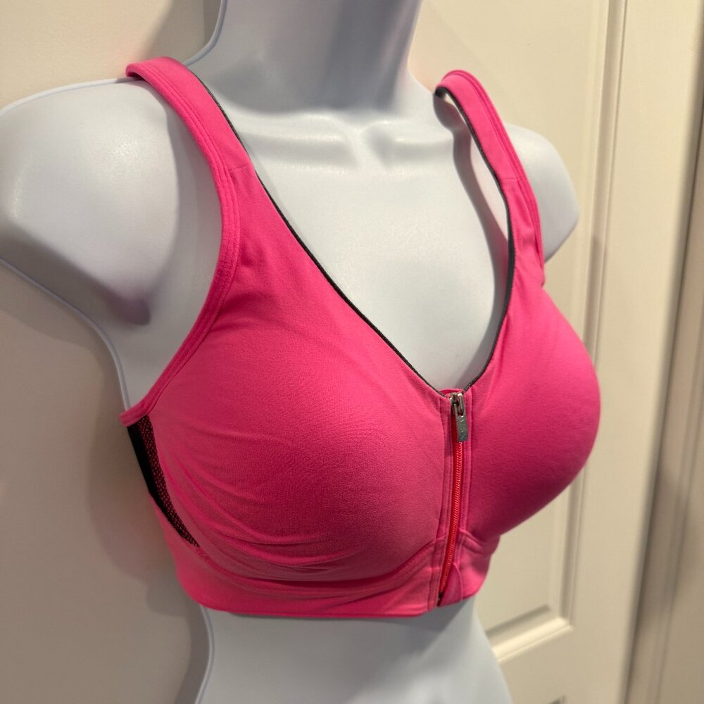 🔥 $15 SALE -VSX Victoria’s Secret Zip-Front Sports Bra Pink Mesh Panels 34D